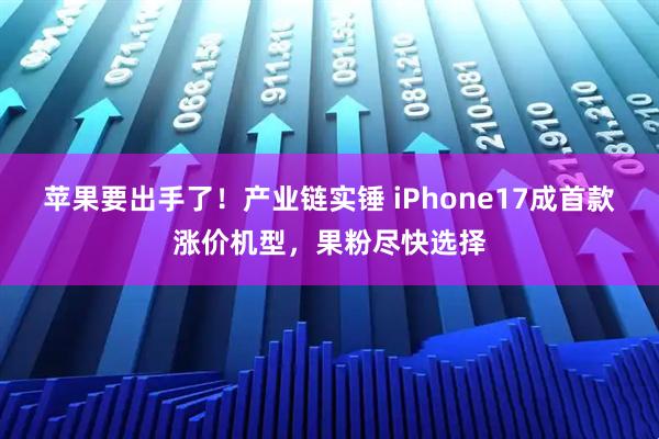 苹果要出手了！产业链实锤 iPhone17成首款涨价机型，果粉尽快选择